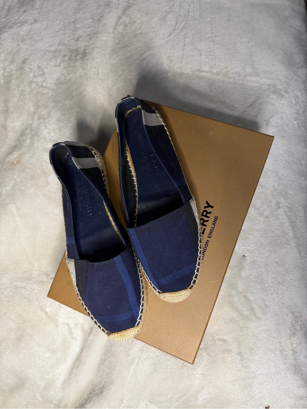 Burberry Navy and Indigo Canvas House Check Espadrilles - Picture 9 of 12
